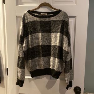 Aritzia TNA Angora Cashmere Black White Grouse Crew Neck Sweater